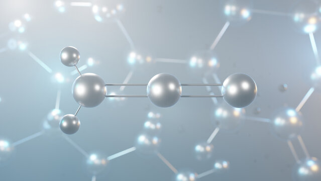 ethenone molecular structure, 3d model molecule, ketene, structural chemical formula view from a microscope