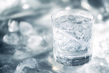 Glass of Water with Ice Cubes