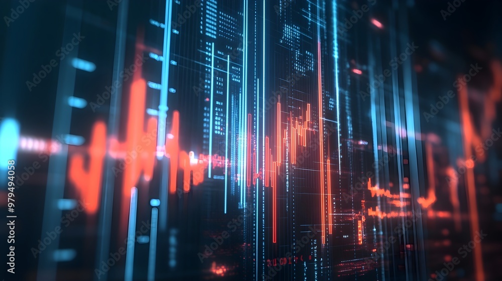 Aufkleber dynamic digital data visualization and financial analytics concept