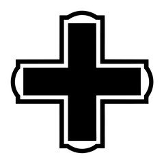 Obraz premium Medical cross illustration in black and white style for health and care concepts