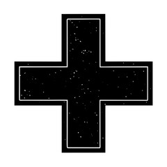 Fototapeta premium Medical cross illustration in black and white style for health and care concepts