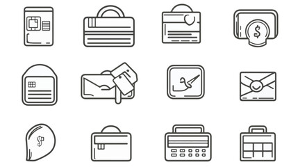 Payment wallet line icons. Set of Accept money transfer, Pay with Phone and Credit card by mail icons. Online payment, Dollar exchange and Fast money send. Private pay, Cash and Wallet. Vector
