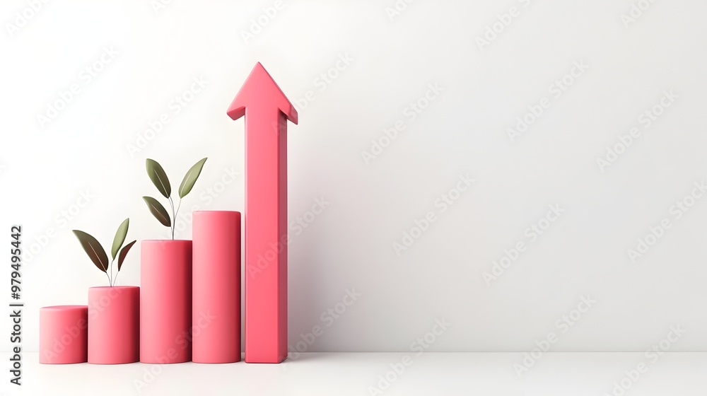 Poster upward arrow graph symbolizing business growth and progress