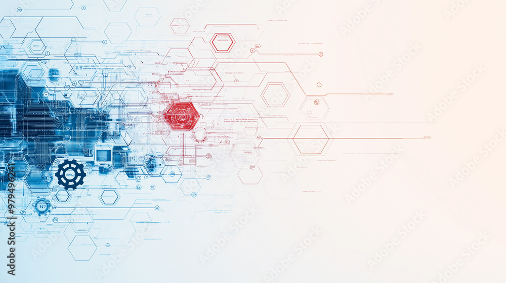 Canvas Prints a colorful background with many hexagons in blue and pink