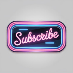 A neon subscribe button glowing like a sign in a vintage diner, retro illustration