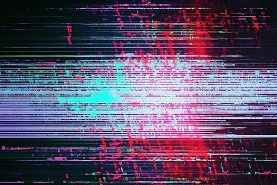 Old tv glitch error, noise and interference effect. Colorful abstract overlay background.