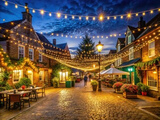 Fototapeta premium whimsical nighttime fairylights norfolk market towns magic