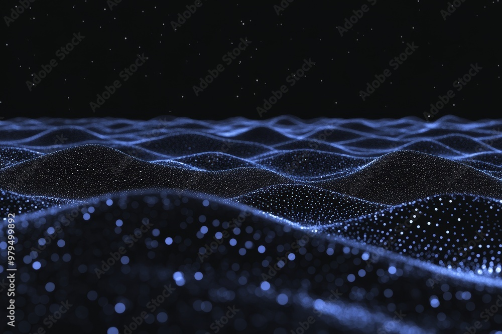 Poster a blue mountain background with abstract technology created using generative stock