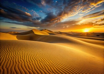 Naklejka premium serene cinematic warm tranquil minimalist desert landscape soft golden light sandy dunes subtle texture