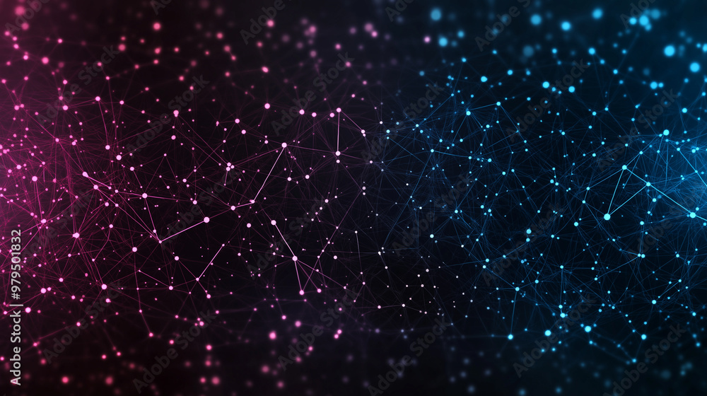 Canvas Prints a blue and pink line of dots that are connected to each other