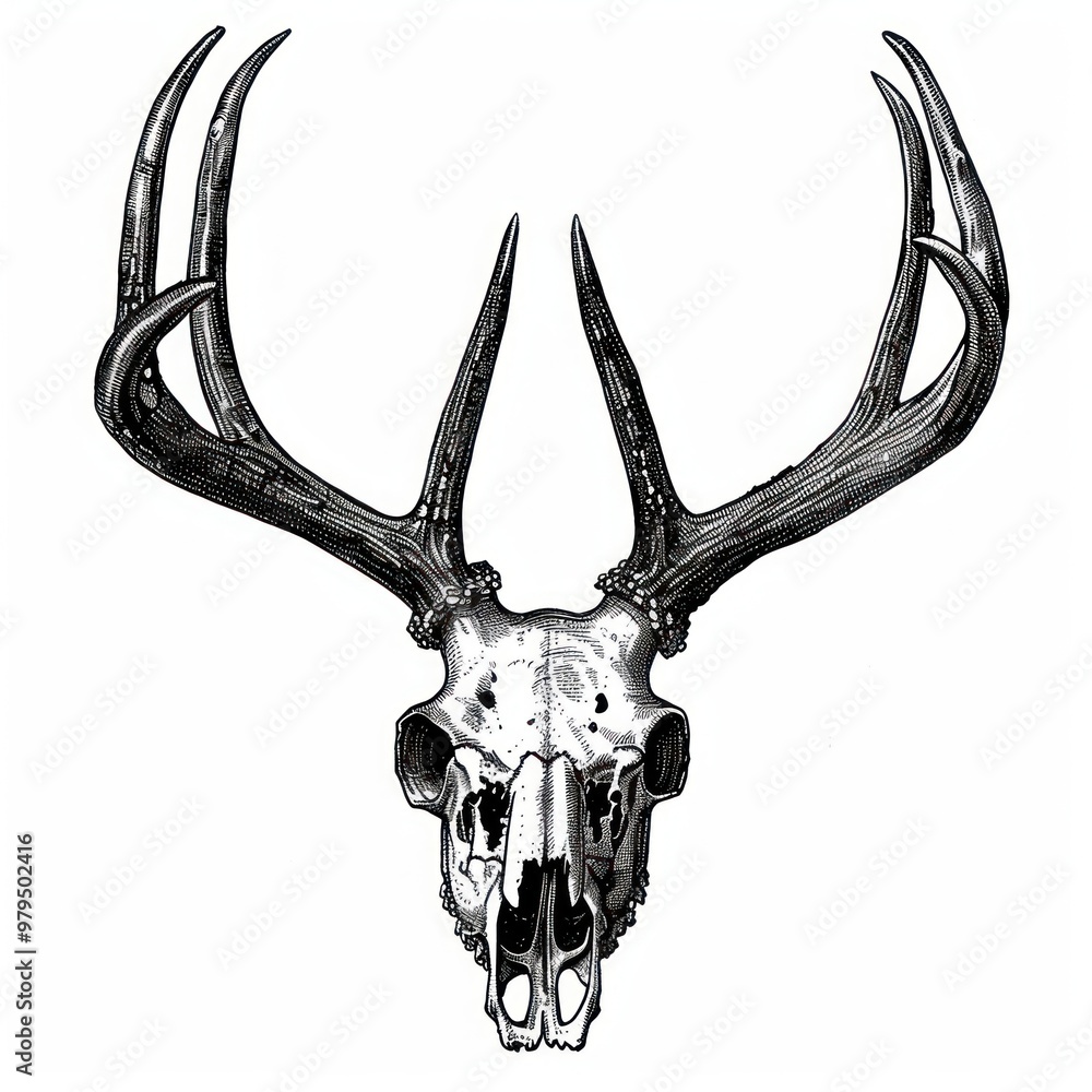 Canvas Prints Detailed deer skull illustration