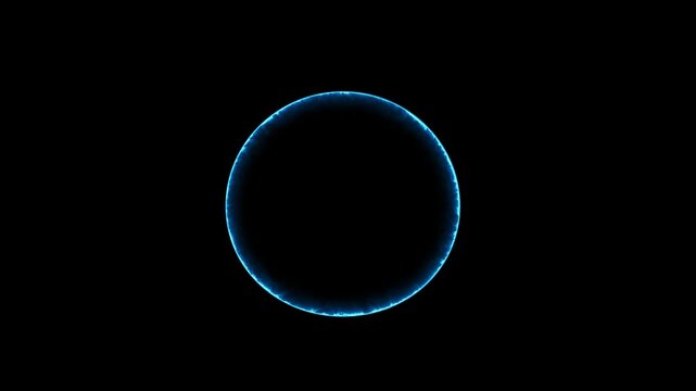 portal ring against dark background. Animation. 3D ring on black animating ,