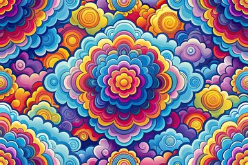 cloud-inspired vector patterns infinite loop vibrant colors mesmerizing psychedelic atmosphere