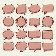 A set of empty speech bubbles in various shapes—rounded, spiky, and rectangular—ready to be filled with text, cartoon illustration