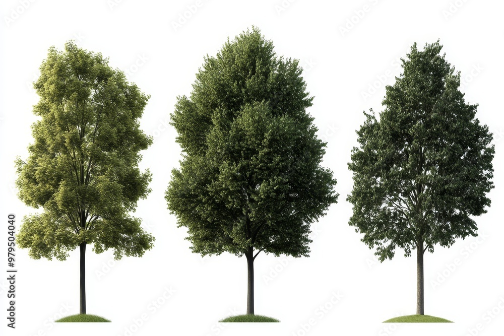 Poster isolated abstract watercolor tree side view on white background for landscape and architecture layou