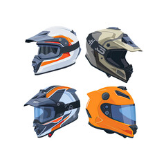 Four Different Motorcycle Helmets