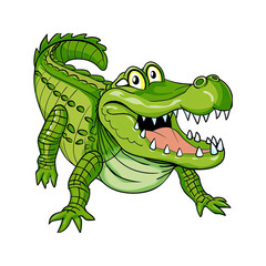 Fototapeta premium Cartoon Alligator with Open Mouth