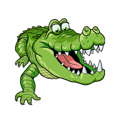 Obraz premium Cartoon Crocodile with Big Teeth and Open Mouth