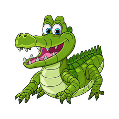 Naklejka premium Happy Cartoon Alligator with Big Teeth