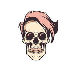 Fototapeta premium Skull with Pink Hair