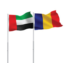 UAE,Romania flags together on pole