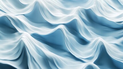 Fototapeta premium Close-up of light blue silk fabric with smooth, flowing waves and elegant texture