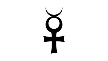 Mercury symbol , Black Isolated Silhouette