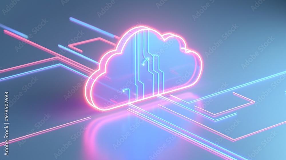 Aufkleber modern cloud technology illustration featuring glowing lines and digital patterns, representing data