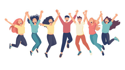Group of happy young people dancing and having fun. Vector illustration.
