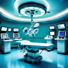 Highly Detailed Empty Operating Room Prepared for Surgery