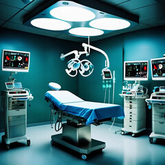 Highly Detailed Empty Operating Room Prepared for Surgery