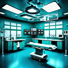 Highly Detailed Empty Operating Room Prepared for Surgery