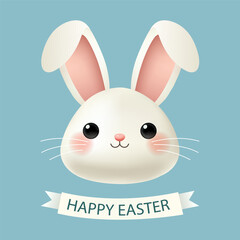 Happy Easter card with rabbit. Simple vector decoration
