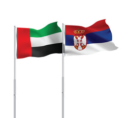 UAE,Serbia flags together on pole