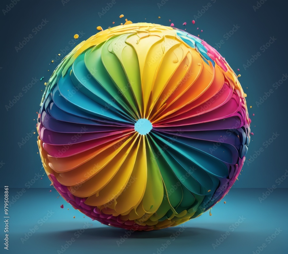 Poster a vibrant abstract sphere featuring a radial pattern of vivid colors ranging from blue to red. the d