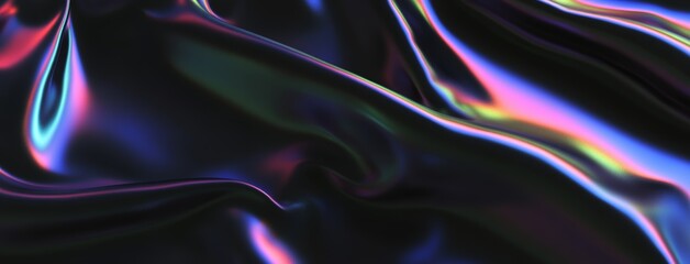 Fototapeta premium The banner is black with a glossy texture with neon highlights.