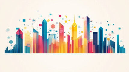 color geometric graphic of singapore urban planning.