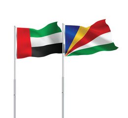 UAE,Seychelles flags together on pole
