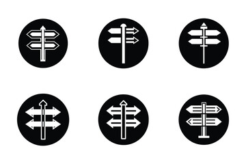 Fototapeta premium Direction icon bundle set in silhouette style vector