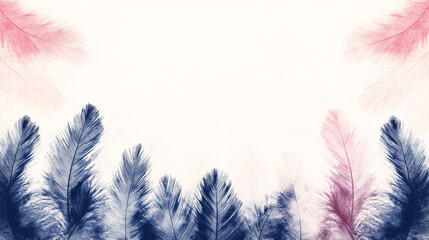 A blue and pink background with a white background and a bunch of trees