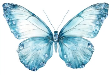 Fototapeta premium Soft blue butterfly gemstones invertebrate accessories.
