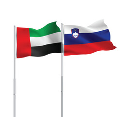 UAE,Slovenia flags together on pole