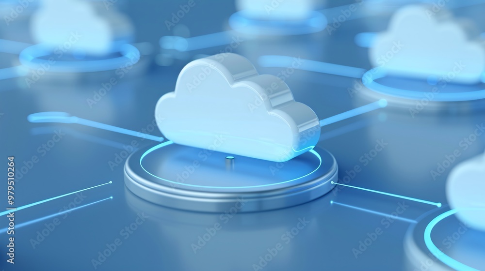 Poster stylish cloud computing representation with digital connectivity lines for modern technology themes 