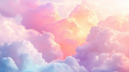 dreamy pastel holographic clouds against soft pink sky creating an ethereal and surreal atmosphere abstract background