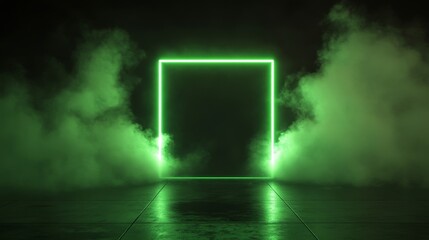 Obraz premium Background design with cloud formations in green, turquoise, and neon frames.
