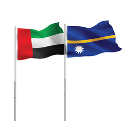 UAE,Nauru flags together on pole
