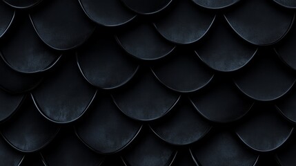 Obraz premium A 3D rendered image depicting Fish Scales, 3D Mosaic Tiles, and Black Semigloss Blocks stacked to create a futuristic block background.