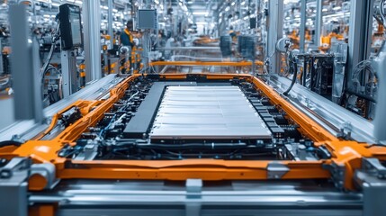 electric vehicle battery assembly line in welllit industrial factory sustainable technology