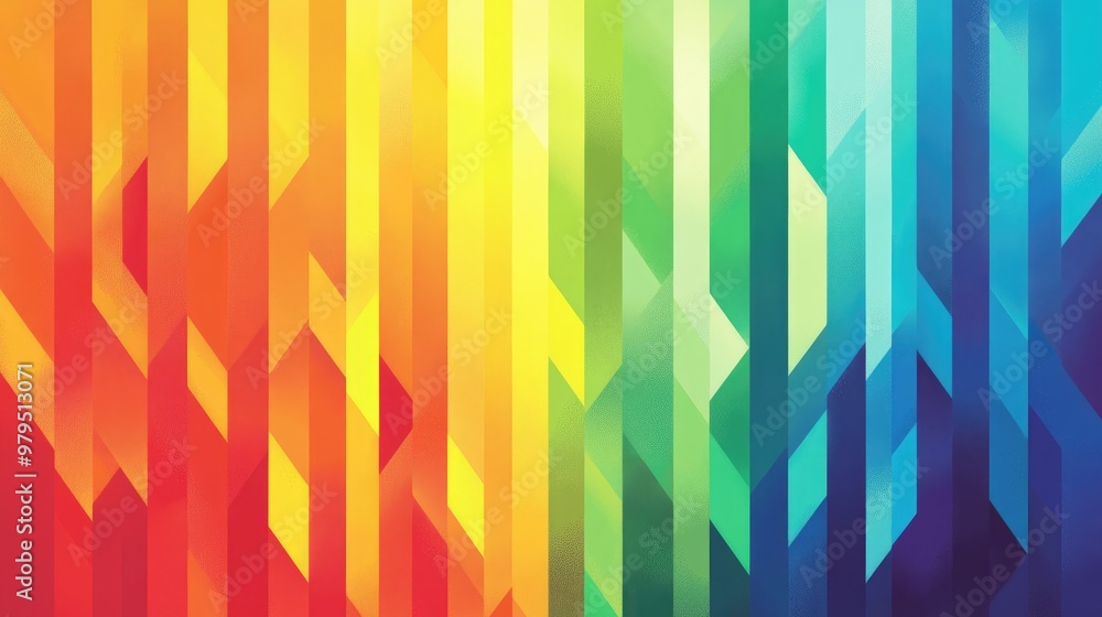 Poster arrows in a rainbow gradient create a dynamic pattern, representing direction, movement, and colorfu