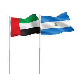 UAE,Nicaragua flags together on pole